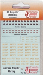 AUTHENTIC DECALS 1/72 AMERICAN PROPELLER STENCILING