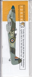 DUTCH DECALS 1/72 FIREFLY MK 1, BARRACUDA MKIII 860 SQN RNETHNAVY. SPITFIRE MK.V,IX, XVI DUTCH SQN. RAF WWII