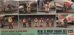 HASEGAWA 1/48 WWII Pilot Figure Set Japanese, German, US/British