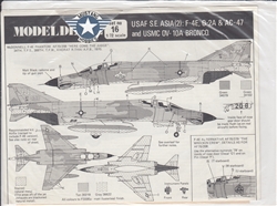 MODELDECALS 1/72 USAF SE ASIA (2) F-4E, O-2A, & AC-47 & USMC OV-10 BRONCO