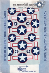 SUPERSCALE INT 1/48 WWII INSIGNIAS STARS AND BARS WITH RED OUTLINE JUNE 43 TO AUG 43 20" 45" 50" 55"