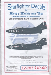 STARFIGHTER DECALS 1/72 USN PANTHERS PART 1 KILLER CATS