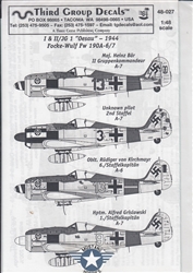 THIRD GROUP DECALS 1/48 FOCKE-WULF FW 190A-6/7 I & II/ JG1 OESAU 1944
