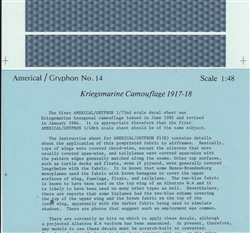 AMERICAL/GRYPHON 1/48KRIEGSMARINE CAMOUFLAGE 1917-18