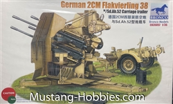 BRONCO MODELS 1/35 German 2cm Flakvierling 38 w/Sd.Ah.52 Carriage Trailer