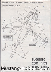 FLIGHTDECS 1/48 PEGASUS 11-61 FLIGHT COLOR SCHEME HARRIER GR.5 ZD402