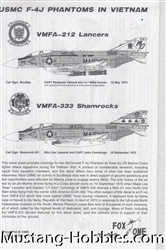 FOX ONE DECALS 1/32 USMC F-4J PHANTOMS IN VIETNAM