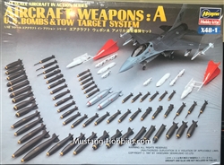 HASEGAWA 1/48 AIRCRAFT WEAPONS SET:A US BOMBS & TOW  TARGET SYSTEMS