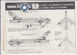 MODELDECALS 1/72 US NAVY A-7E CORSAIR II & F-4B PHANTOM US MARINE CORP AV-8A HARRIER