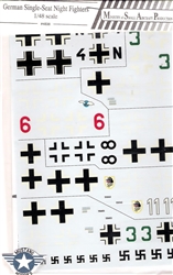 MASP DECALS 1/48 GERMAN SINGLE SEAT NIGHT FIGHTERS