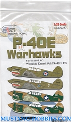 SUPERSCALE INT. 1/32 P-40E WARHAWKS SCOTT 23RD FG, WOOD & KRUZEL 9TH FS/49TH FG