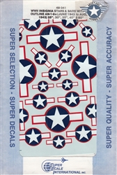 SUPERSCALE INT 1/48 WWII INSIGNIAS STARS AND BARS WITH RED OUTLINE jUNE 43 TO AUG 43 25" 30" 35" 40" 60"
