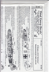 THIRD GROUP DECALS 1/48 MESSERSCHMITT BF 109F-4/G-5/6 III GRUPPE 54 GRUNHERZ