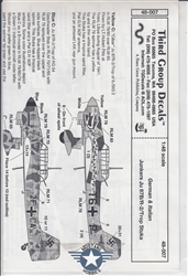 THIRD GROUP DECALS 1/48 GERMAN & ITIALIAN JUNKERS JU 87B/R/TROP STULA