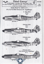 THIRD GROUP DECALS 1/48 FOCKE-WULF FW 190D-9/11 JG2/4/54/STAB GENERAL DER JAGDFLIEGER