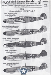 THIRD GROUP DECALS 1/48 MESSERSCHMITT BF 109F-2/F-4/G-2 JG 52