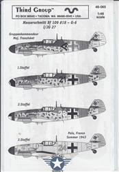 THIRD GROUP DECALS 1/48 MESSERSCHMITT BF 109 #18 G-6 I/JG 27