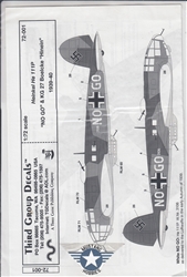 THIRD GROUP DECALS 1/72 HEINKEL He 111P "NO GO" & KG27 BOELCKE HINEIN 1939-41
