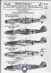 THIRD GROUP DECALS 1/72 MESSERSCHMITT BF 109F-4/G-6 JG5 EISMEER