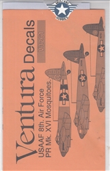 VENTURE DECALS 1/32  USAAF 8th AIR FORCE PR Mk. XVI MOSQUITOS