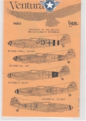 VENTURA DECALS 1/48 DEFENSE OF THE REICH MESSERSCHMITT Bf 109G/K