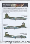 WARBIRDS DECALS 1/72 B17 AIRCRAFT ID/SQUADRON ID NUMBERS /BOMBS (GREY) GROUP SYMBOLS