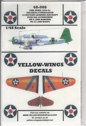 YELLOW-WINGS DECALS 1/48 USN SB2U-1 Vindicator Section Leaders Aircraft