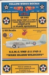 YELLOW-WINGS DECALS 1/48 1941 USMC VFM-211 F4F-3 WILDCATS WAKE ISLAND